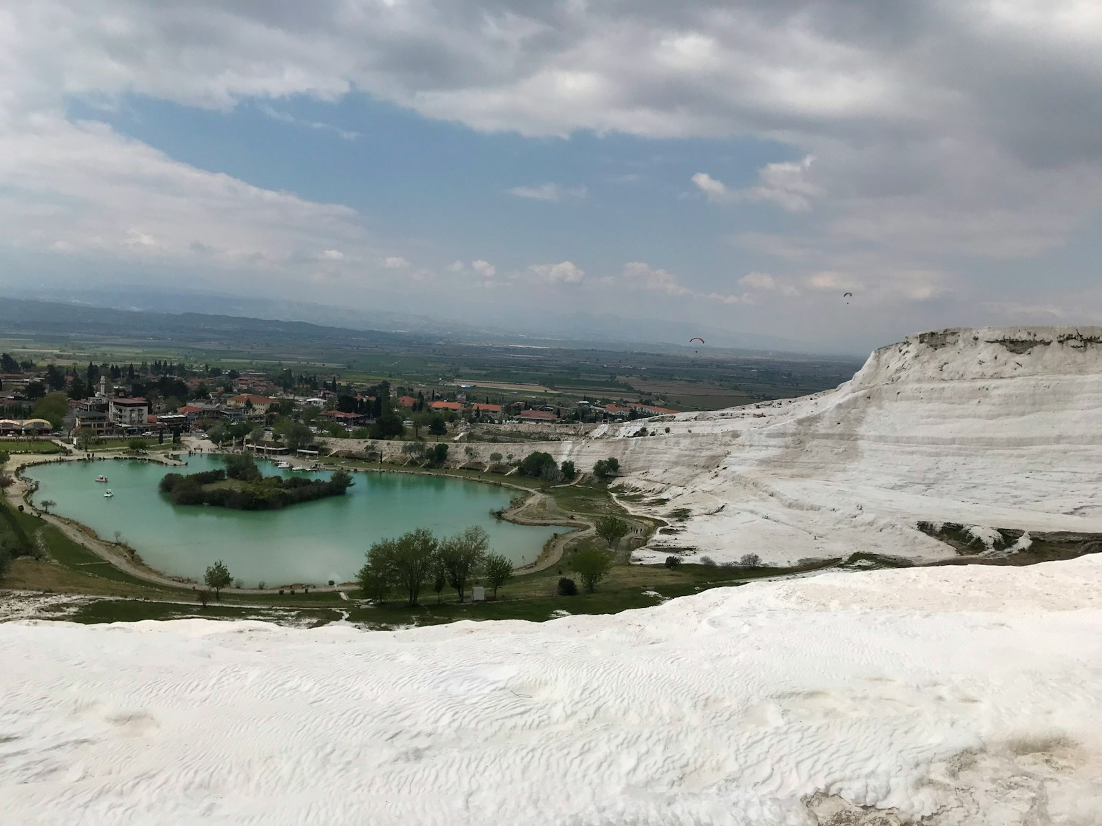The white terraces and thermal pools of Hierapolis, whose water reached Laodicea lukewarm in Revelation 3