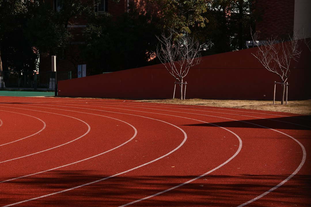 Running track lanes (photo by Yanhao Fang on Unsplash) Curving red running track with white lane lines, a picture of using your lane for God