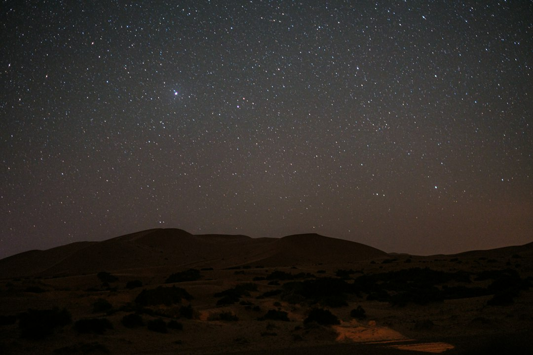 Starry desert night (Magi) A starry night sky over a quiet desert, like the night the Magi followed the star to Bethlehem with gold, frankincense and myrrh