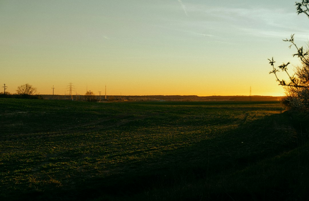 Sunset over a quiet rural field, like the field in Jesus' parable about treasures in heaven